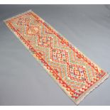 A blue and brown ground Chobi Kilim runner 202cm x 65cm