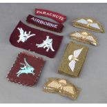Six Second World War Parachute Regiment shoulder flashes, 2 ditto cloth shoulder titles, 4 cloth
