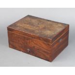 A rectangular Georgian inlaid and crossbanded mahogany trinket box with hinged lid, the base