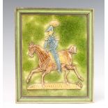 A Staffordshire style panel of The Duke of Wellington on horseback 23cm x 19cm