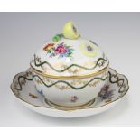 A modern Dresden bowl cover and stand with lemon finial 14cm