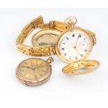 An Edwardian 15ct yellow gold wristwatch on a 9ct yellow gold expanding bracelet, together with a