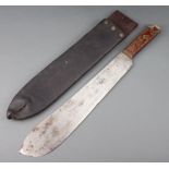 A Second World War British Military issue machete and scabbard, the blade marked JJB42 and with