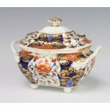 A 19th Century Crown Derby 2 handled sugar bowl and cover decorated in the Imari pattern 17cm