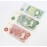 A run of consecutive ten shilling banknotes B769454321 to B769454330, ditto one pound banknotes