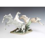 An impressive Lladro group of 3 stallions no.1420 "Born Free" 38cm