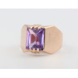 A 15ct rose gold amethyst dress ring, 5.3 grams, size Q