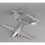 A 1940's aluminium model of 4 engine aircraft 3cm x 21cm x 30cm (1 propellor a/f), 2 aluminium