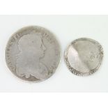 A Charles I shilling and a Charles II crown