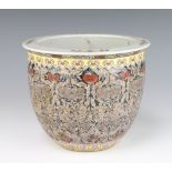 A 20th Century Chinese baluster jardiniere decorated with formal scrolling flowers 18cm
