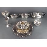 A silver plated 3 piece tea set and minor plated wares