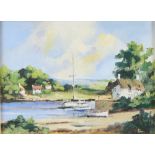 Alan King, oil on board signed "The Four Seasons, Summer in Cornwall" label to verso, 14cm x 19cm