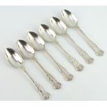 A set of 6 William IV Kings pattern dessert spoons with chased monogram London 1835 Thomas Wallis