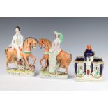 A Staffordshire figure - Prince of Wales 18cm, ditto Princess 26cm and a model of a house 18cm The