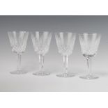 A set of 4 Waterford Crystal tapered wine glasses 15cm One has two chips