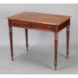 A Victorian rectangular mahogany library table fitted 2 frieze drawers, raised on turned supports