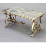 A French style rectangular gilt metal coffee table with green veined marble top 46cm h x 91cm l x