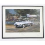 Frank Wootton, print, "Mercedes Benz 300SLR" signed in pencil by the artist and Stirling Moss no.