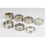 A silver napkin ring Sheffield 1918 and 6 others, 86 grams