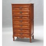A French carved "walnut" pedestal chest of 7 drawers, raised on cabriole supports 136cm h x 74cm w x