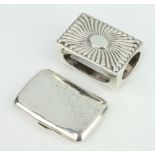 A Victorian silver match box holder London 1894, ditto cigarette case London 1913, 98 grams