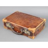 A 1930's brown leather attache case 11cm x 40cm x 28cm Old repairs to the sides