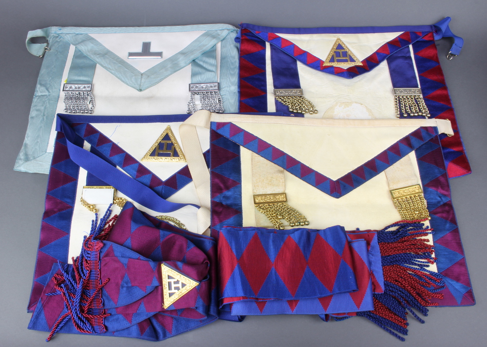 A quantity of Masonic regalia, 4 Royal Arch aprons, 3 ditto sashes and a Past Masters apron