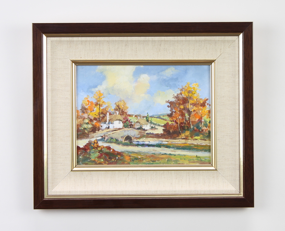 Alan King, oil on board signed, "The Four Seasons, Autumn in Devon" label to verso, 14cm x 19cm - Image 2 of 2