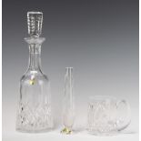 A Waterford Crystal decanter and stopper 32cm, ditto vase 18cm and a jug 10cm