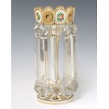 A 19th Century Bohemian decorated glass lustre with alternate panels of classical ladies and