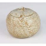 A spherical studio pottery vase with incised decoration 10cm