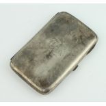 A silver cigar case of plain form engraved with 2 monograms, Birmingham 1918, 13.5cm x 8.5cm, 194