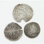 An Edward III half groat, a Henry VI half groat and an Edward I penny