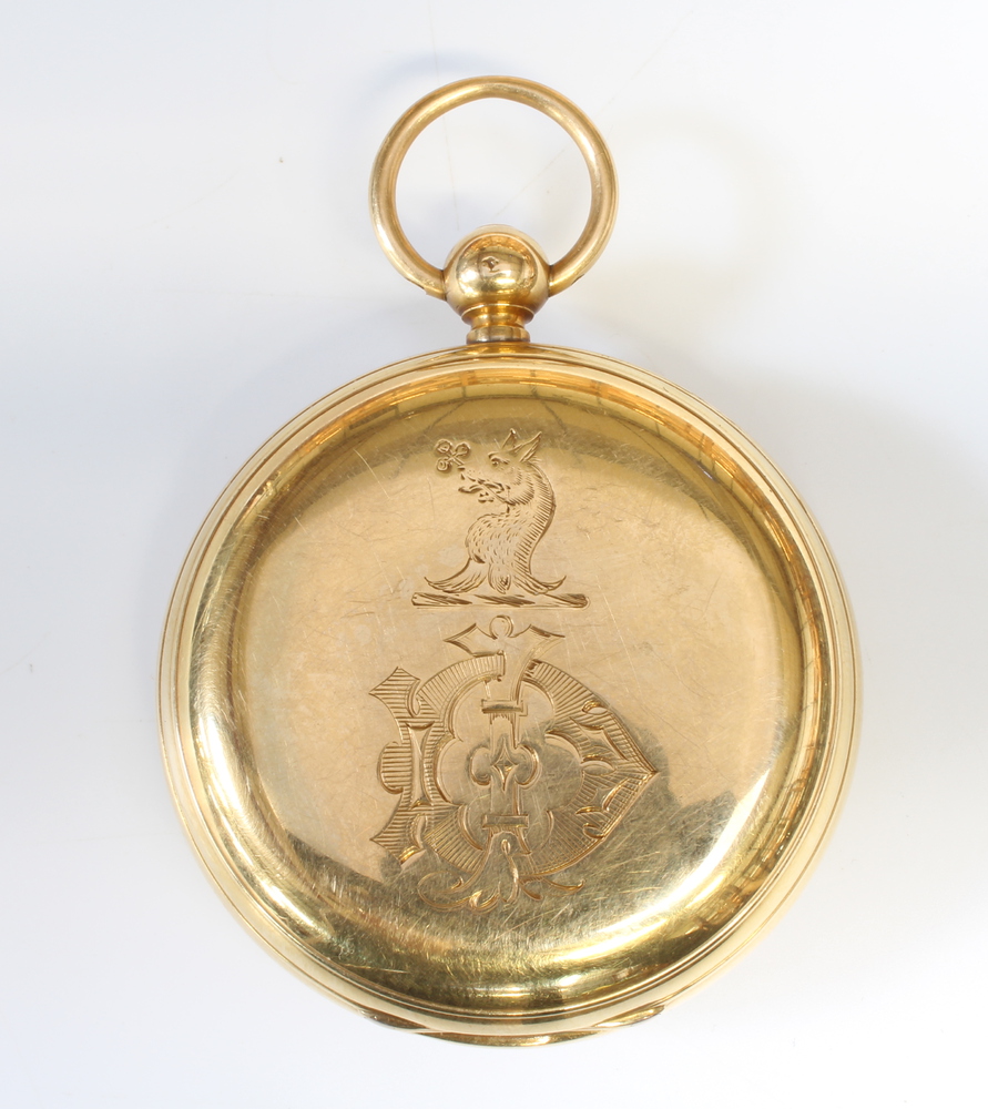 A Victorian 18ct yellow gold key wind pocket watch with seconds at 6 o'clock, Sheffield 1870, - Image 3 of 7