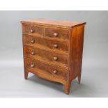 A 19th Century rectangular mahogany chest of 2 short and 3 long drawers with tore handles, raised on