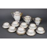 A Limoges porcelain cream and gilt coffee service comprising coffee pot, sugar bowl, cream jug, 6