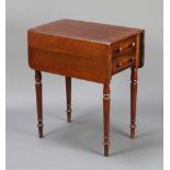 A Victorian mahogany Pembroke table fitted 2 drawers, raised on turned supports 72cm h x 62cm w x