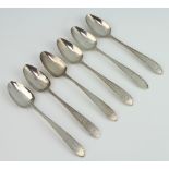 A set of 6 Georgian Irish silver teaspoons with bright cut decoration, 56 grams, Dublin The