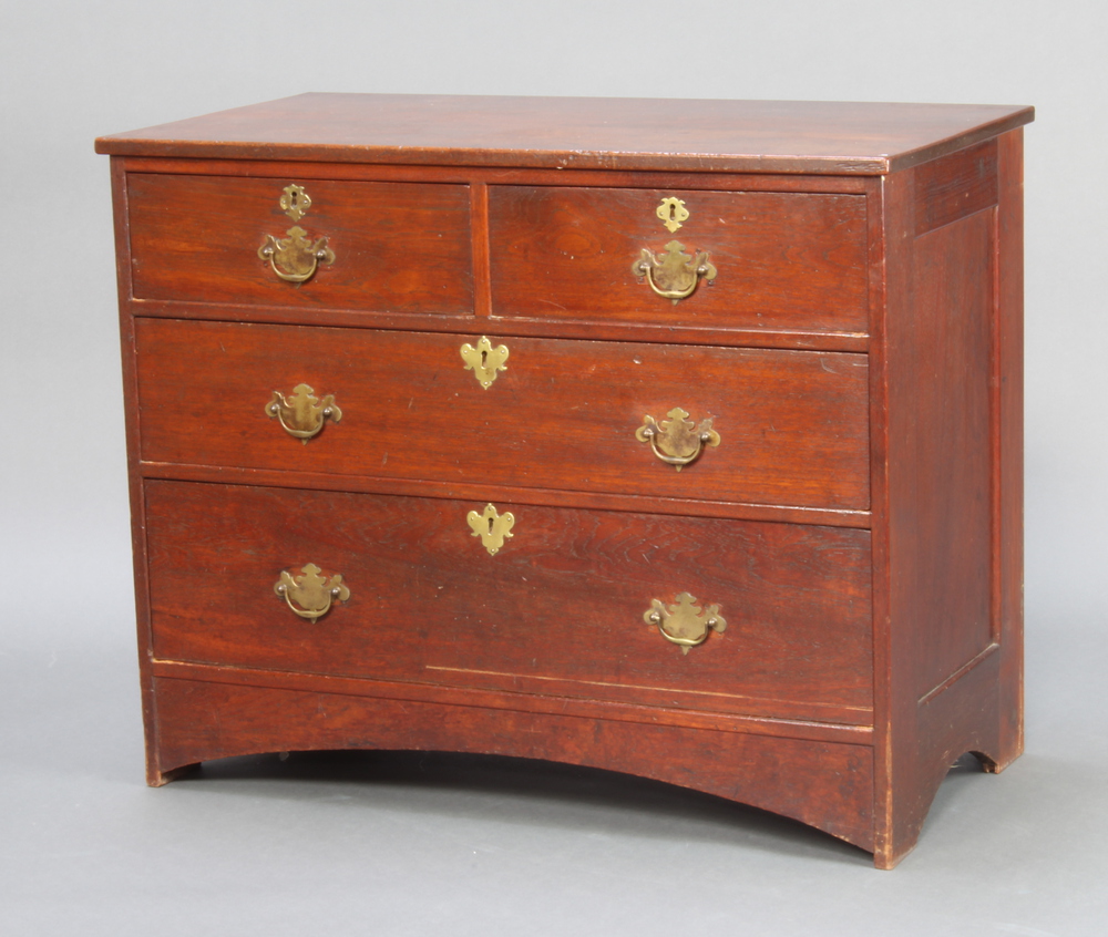 A 19th Century mahogany chest of 2 short and 3 long drawers with brass swan neck drop handles 81cm h