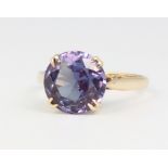 A 9ct yellow gold amethyst ring, 2.5 grams, size L