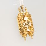 A 9ct yellow gold torah scroll, 14.9 grams