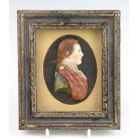 A 19th Century wax miniature oval portrait of Bonnie Prince Charlie 9cm x 7cm
