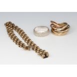 A 9ct yellow gold bracelet, a Russian wedding ring and 1 other 26.6 grams