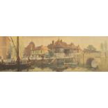 Railway carriage poster "The Cinque Port of Sandwich Kent" from a watercolour by Jack Merriott R.