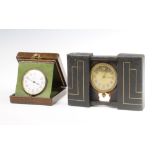 Two Edwardian gilt bedroom timepieces, cased