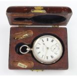 A silver cased keywind pocket watch inscribed H Samuel Manchester with key and box