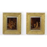 Christoleums, interior scenes with a distressed gentleman and lady and a female artist with