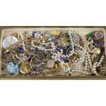 A quantity of vintage and other costume jewellery