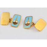 A pair of 9ct yellow gold and enamelled cufflinks 7.6 grams