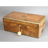 A Victorian walnut and brass banded writing slope with hinged lid 19cm h x 50cm w x 26cm d There
